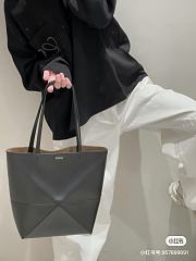 Loewe Puzzle Fold Tote In Shiny Calfskin Dark Grey - 42x18x41cm - 6