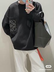 Loewe Puzzle Fold Tote In Shiny Calfskin Dark Grey - 42x18x41cm - 5
