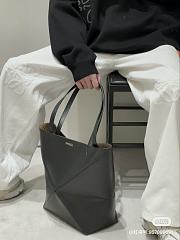Loewe Puzzle Fold Tote In Shiny Calfskin Dark Grey - 42x18x41cm - 2