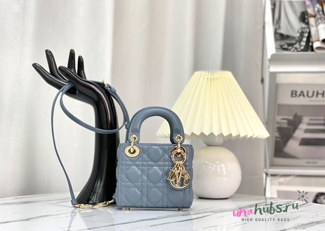 Lady Dior Micro Bag Cloud Blue Cannage Lambskin - 12 x 11 x 5 cm - 1