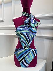 Pucci Iride printed halterneck swimsuit in blue set - 3