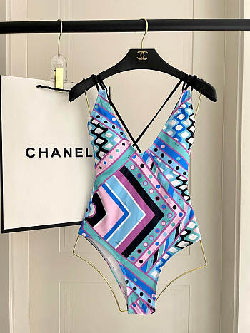 Emilio Pucci Vivara Print Swimsuit in Blue