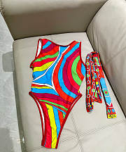 Pucci Red One Piece With Scarf - 5