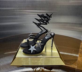 	 RENE CAOVILLA CLEO STAR BLACK&SILVER SANDAL 105