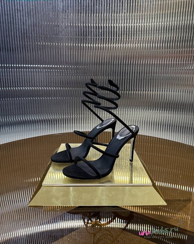 Rene Caovilla Suede Cleo Black Sandals 105 - 1