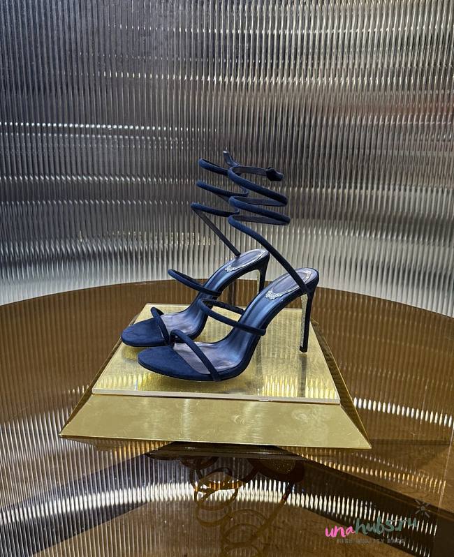 	 Rene Caovilla Suede Cleo Dark Blue Sandals 105 - 1