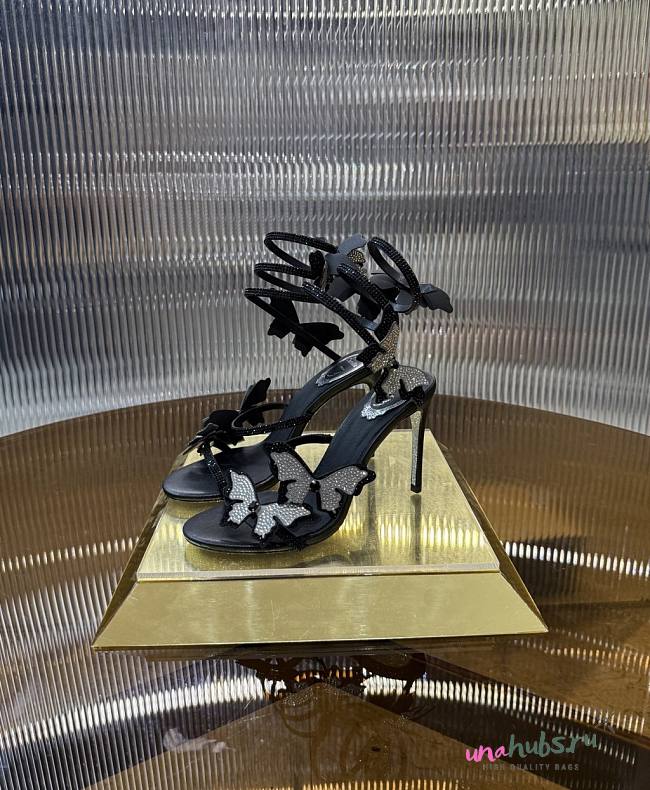 	 RENE CAOVILLA FAIRY BLACK AND SILVER SANDAL 105 - 1