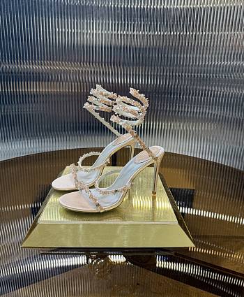 Rene Caovilla Crystal Embellished Sandals Beige