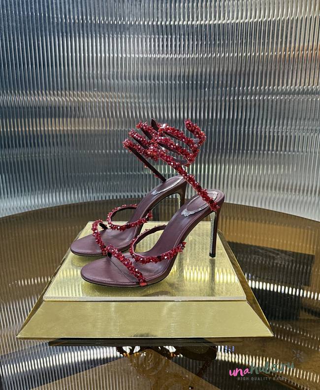 	 Rene Caovilla Crystal Embellished Sandals Burgundy - 1