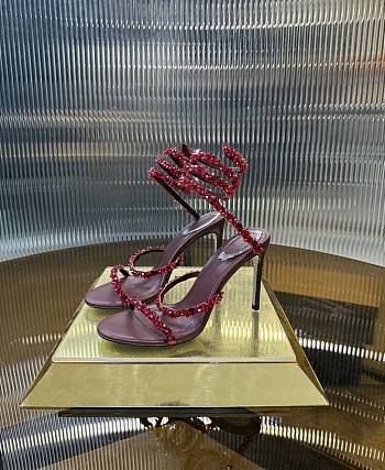 	 Rene Caovilla Crystal Embellished Sandals Burgundy