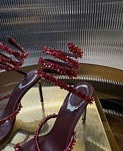 	 Rene Caovilla Crystal Embellished Sandals Burgundy - 4