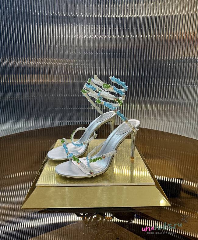 	 Rene Caovilla Crystal Embellished Sandals Silver - 1