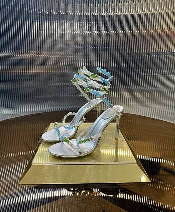	 Rene Caovilla Crystal Embellished Sandals Silver