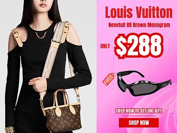 Louis Vuitton Nevefull BB Brown Monogram Pink Strap - 24 x 14 x 9cm