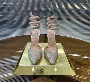 	 Rene Caovilla Margot Crystal Beige Pump