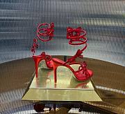 Rene Caovilla Red Satin Bow-Embellished Sandals 105 - 3