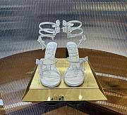 René Caovilla White Satin Bow-Embellished Sandals 105 - 1