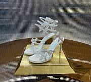 René Caovilla White Satin Bow-Embellished Sandals 105 - 3