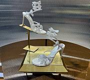 René Caovilla White Satin Bow-Embellished Sandals 105 - 2