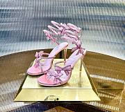 René Caovilla Pink Satin Bow-Embellished Sandals 105 - 2