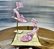 René Caovilla Pink Satin Bow-Embellished Sandals 105 - 3