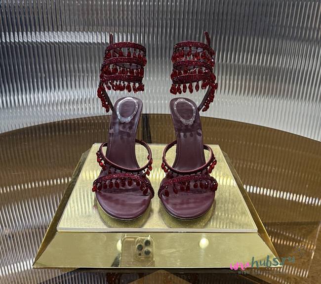 	 RENE CAOVILLA BURGUNDY CHANDELIER RED SANDAL 105 - 1