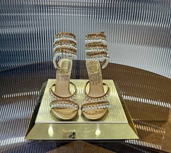Rene Caovilla Embellished Chandelier Heeled Sandals 105 gOLD