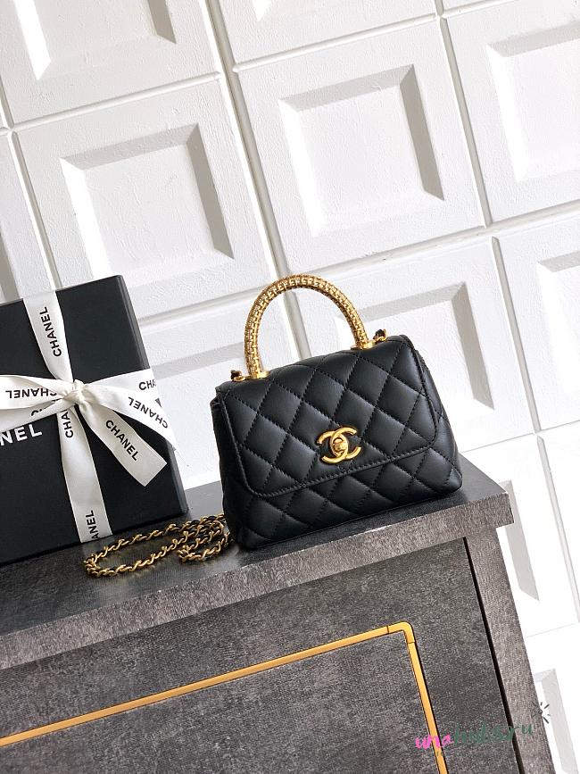 Chanel Coco Handle Black Lambskin Bag 14cm - 1