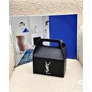 YSL Take Away Box In Black Leather - 21x19x10cm - 3