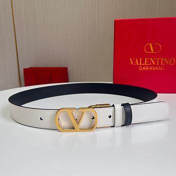 	 Valentino Vlogo Signature Calfskin Belt 30mm White
