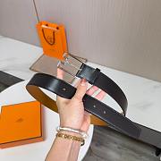 Hermes Men Black Belt Silver 35mm - 6