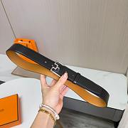 Hermes Men Black Belt Silver 35mm - 4