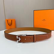 	 Hermes Men Brown Belt Silver 35mm - 1