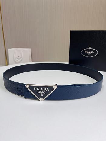 Prada Blue Enameled Metal Belt Buckle