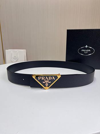 	 Prada Black Enameled Metal Belt Buckle