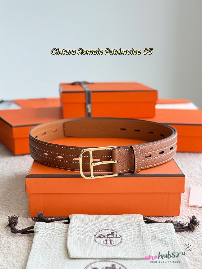 Hermes Romain Patrimoine 35 belt brown gold buckle - 1