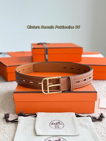 Hermes Romain Patrimoine 35 belt brown gold buckle