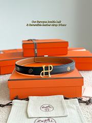 	 Hermes H Logo Silver/Gold Buckle Black/Brown Reversible 24mm Belt - 1