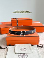 	 Hermes H Logo Silver/Gold Buckle Black/Brown Reversible 24mm Belt - 2