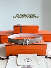 	 Hermes H Logo Silver/Gold Buckle Taupe/White Reversible 24mm Belt - 1
