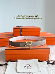 	 Hermes H Logo Silver/Gold Buckle Taupe/White Reversible 24mm Belt - 2