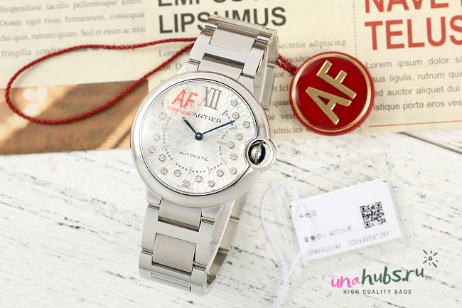CARTIER Stainless Steel Diamond 36mm Ballon Bleu De Cartier Automatic Watch - 1