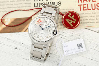 CARTIER Stainless Steel Diamond 36mm Ballon Bleu De Cartier Automatic Watch