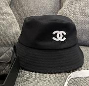 Chanel Black Bucket Hat With White CC Logo - 5