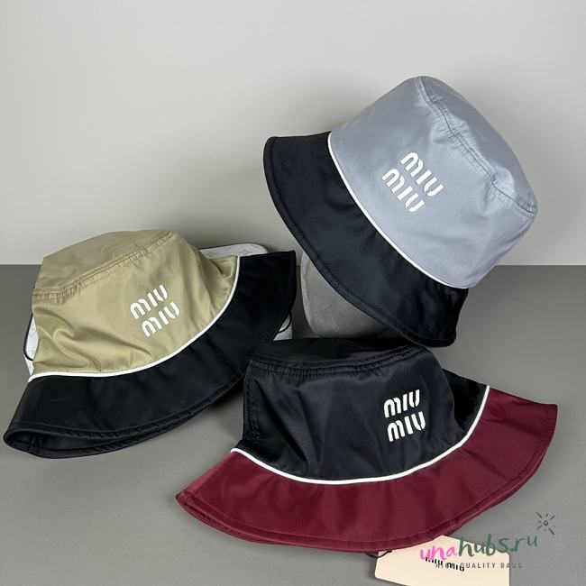 Miu Miu Bucket Hat in Piombo & Blue - 1