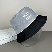 Miu Miu Bucket Hat in Piombo & Blue - 6