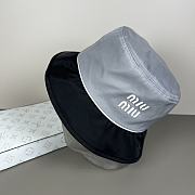 Miu Miu Bucket Hat in Piombo & Blue - 3