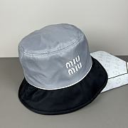 Miu Miu Bucket Hat in Piombo & Blue - 2