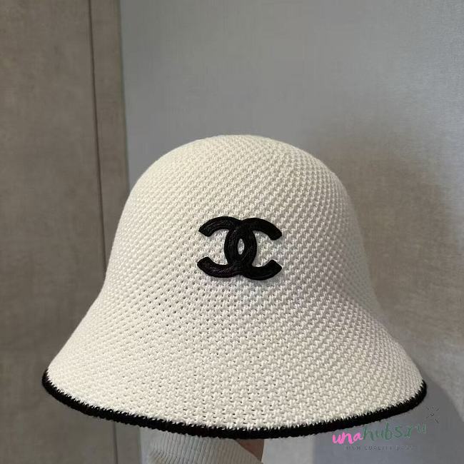 Chanel Knit Bucket White Hat  - 1