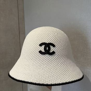 Chanel Knit Bucket White Hat 